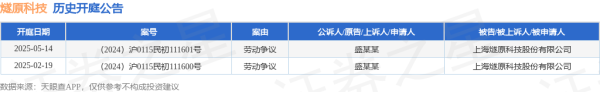 蚂蚁策略 燧原科技作为被告/被上诉人的1起涉及劳动争议的诉讼将于2025年5月14日开庭
